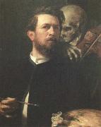 Arnold Bocklin, self portrait with death playing the fiddle